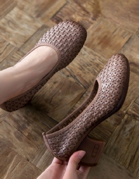 Håndlagde Vårskinn Chunky Pumps-sko