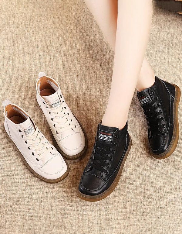 Dame Skinn Casual Ankel Sneakers Hvit | Gave Sko