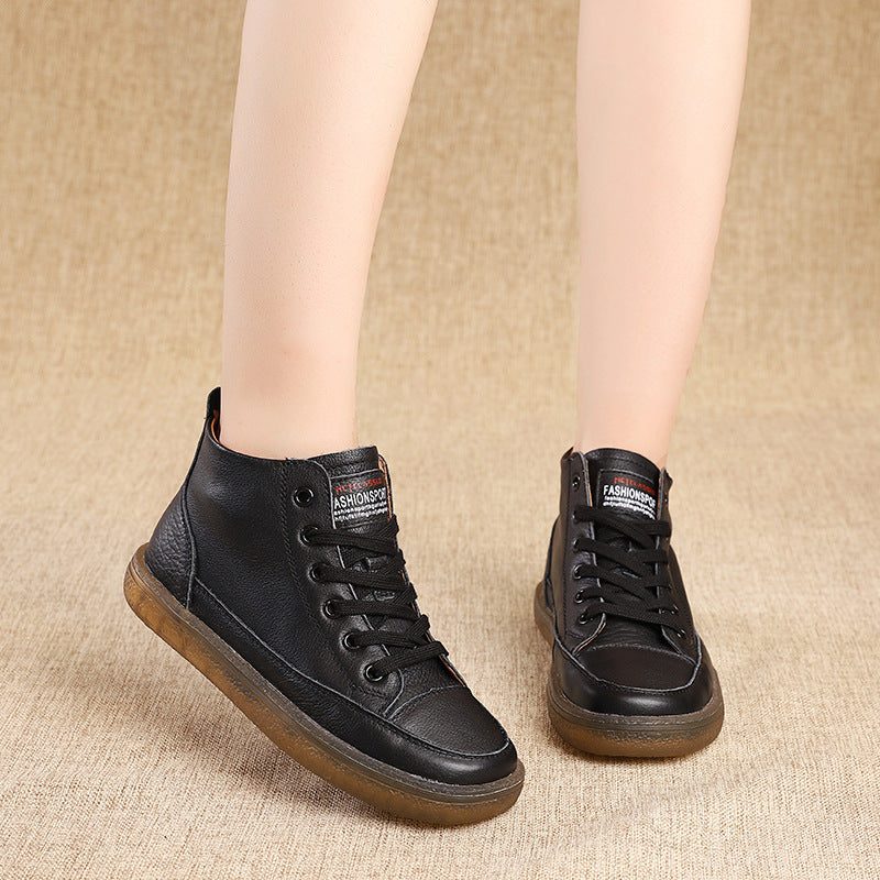 Dame Skinn Casual Ankel Sneakers Hvit | Gave Sko