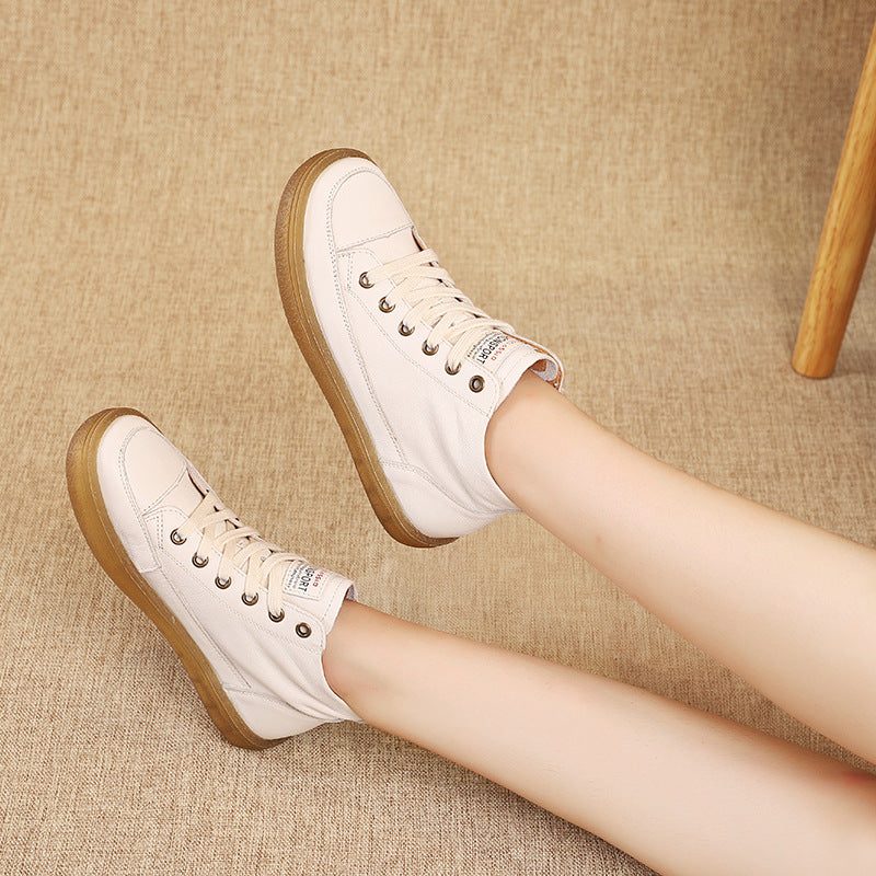 Dame Skinn Casual Ankel Sneakers Hvit | Gave Sko