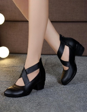 Håndlaget Cross Strap Summer Chunky Heels