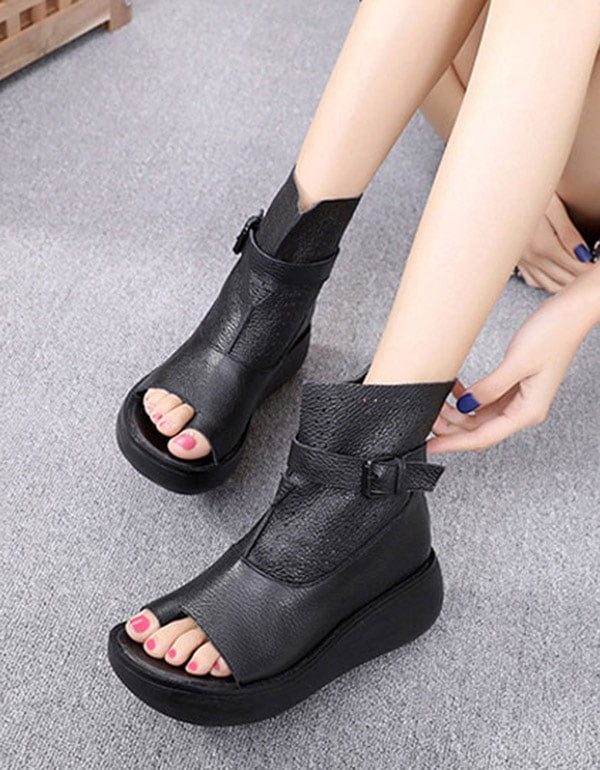 Slip Toe Platform Summer Boots Sandaler