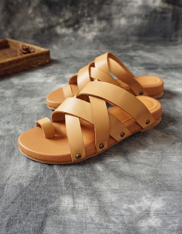 Hjemmelaget Flip-flop Sommertøfler I Skinn